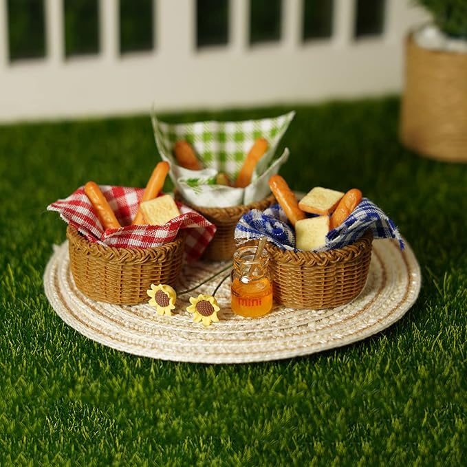 Miniature Food Dollhouse Accessories Garden Decor 1:12 Scale Bread Honey Picnic - Image 6