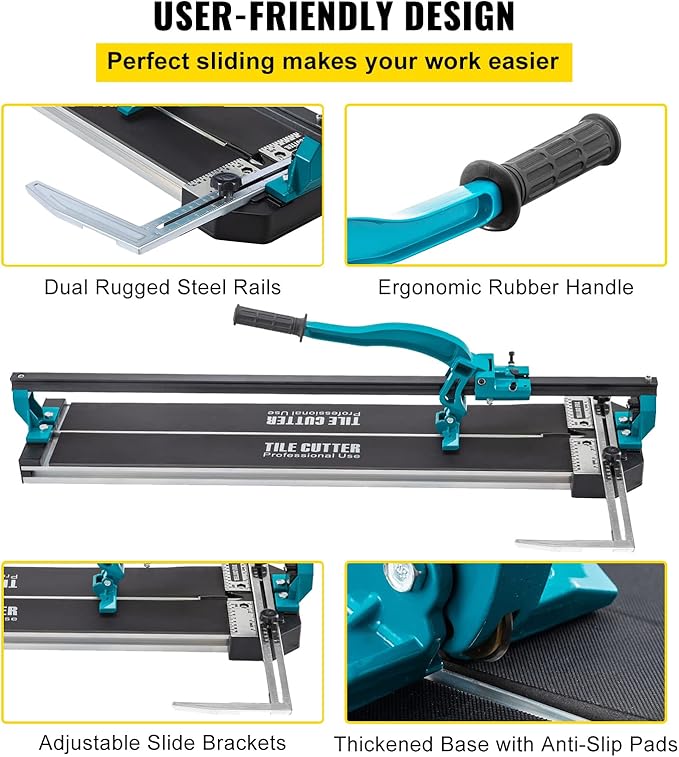 Mophorn Tile Cutter 31 Inch,Manual Tile Cutter Single Rail w/Precise Laser Positioning, Alloy Cutter Wheel with Ergonomic Handle, Accurate Rulers, For Large Tile 0.24"-0.59" Thickness