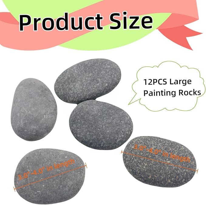 12PCS Large Painting Rocks, 3“-4” River Rocks - Image 2