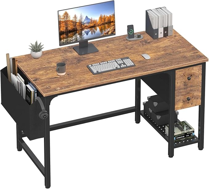 Lufeiya Computer Desk with Fabric Drawers, 47 Inch Desk by LUFEIYA