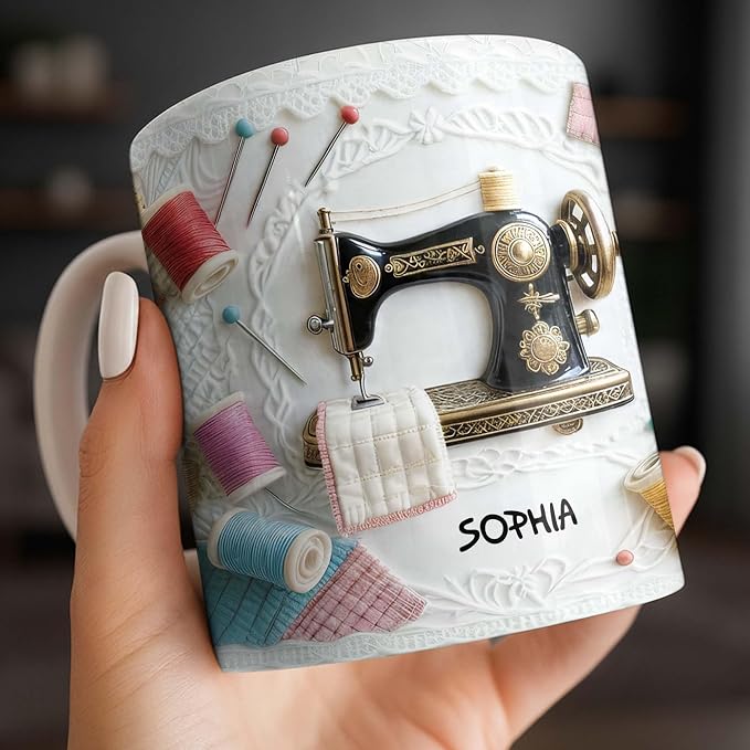 Personalized Vintage Sewing Machine Coffee Mug - Image 2