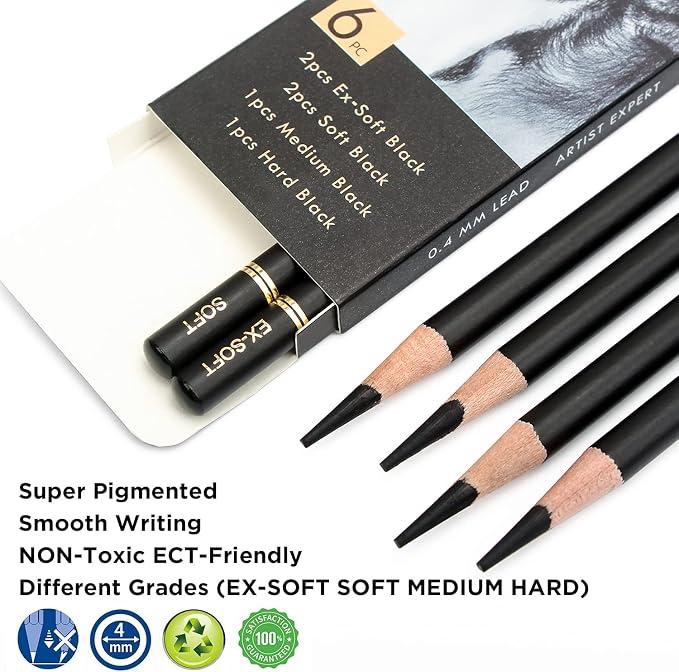 Brusarth Professional Charcoal Pencils Drawing Set - Image 3