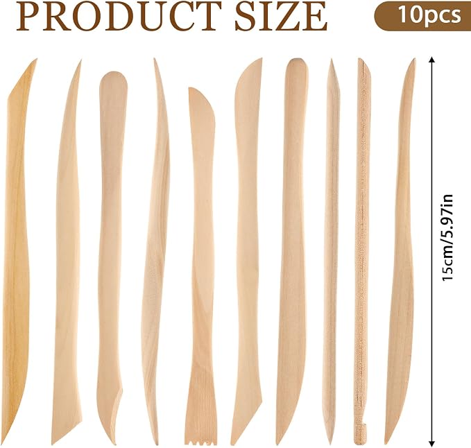 JIYIN 10 Piece Wooden Clay Sculpting Tool - Image 2