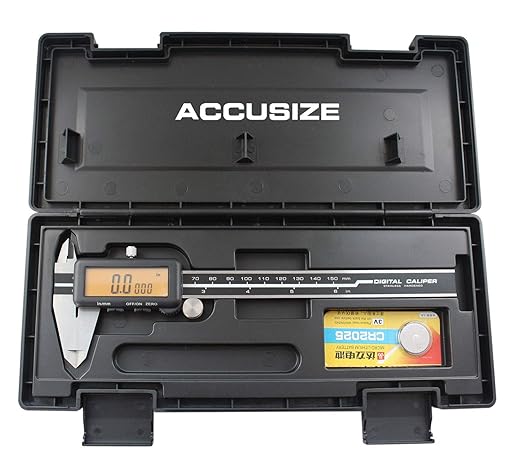 Accusize Industrial Tools 0-6''/0-150 mm, Yellow LCD Electronic Digital Caliper,Metric/Inch, 0.0005''/0.01mm Resolution, 1110-1818
