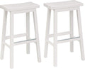 Amazon Basics Solid Wood Saddle-Seat Kitchen Counter Barstool with Footrest, Easy Assembly - 29-Inch Height - White - Set of 2
