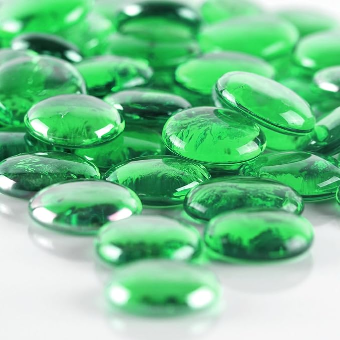 CYS EXCEL X-Large 1.1"-1.35" Green Glass Flat Gemstone Vase Fillers Multiple by CYSEXCEL%C2%AE