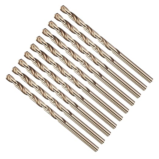 Drill Bit, #26 Cutting Diameter, 4341 HSS Gold Finish 135° Cutting Angle Number Jobber Bits - (Applications: for Drilling Soft Metal Plastic Wood), 10-Pieces