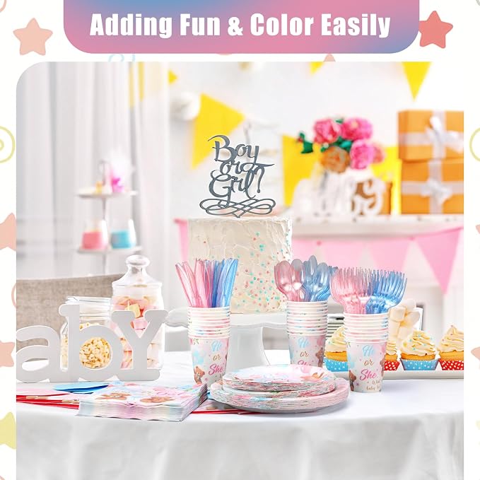 Pickmesh 400 Pcs Bear Gender Reveal Party Supplies Decorations Include Pink - Image 6