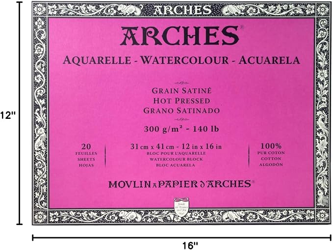 Arches Watercolor Paper Block, Hot Press, 140 pound - Image 3
