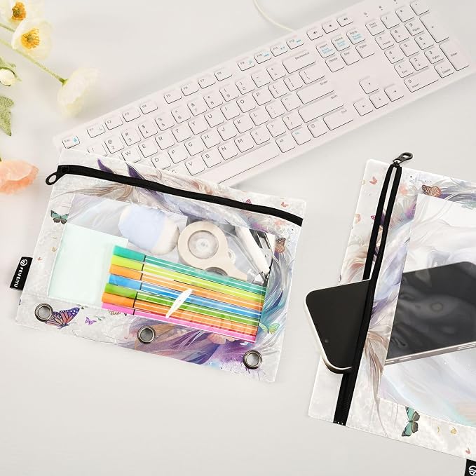 White Horse Butterflies Pencil Pouch - Image 5