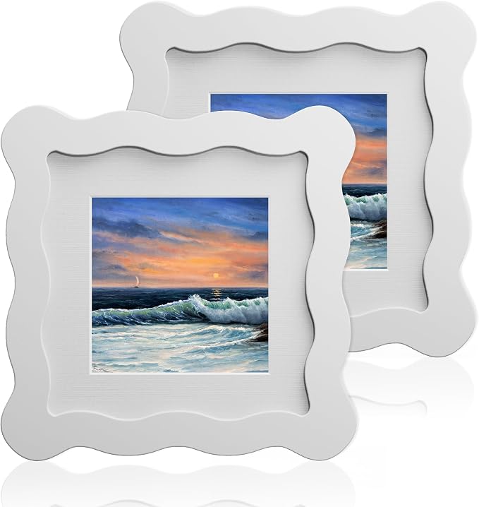 4x4 Wavy Picture Frame With Mat by Unknown