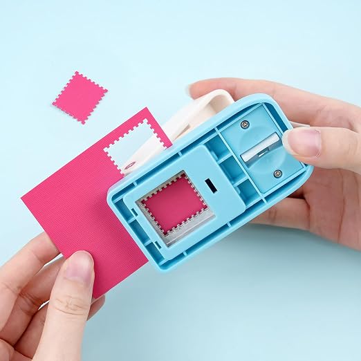 BAOFALI 2Pcs/Set 1X0.8inch Rectangular Postage Stamp Punch, Scalloped Rectangle - Image 4