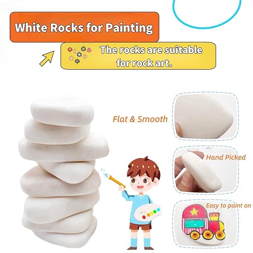 Lifetop 50PCS White Rocks for Painting, 1.2"-2.0" Smooth Natural Irregular DIY - Image 4