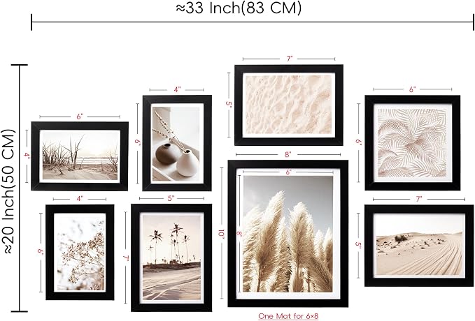 ArtbyHannah Gallery Wall Frame Set, 8 Pack Black Picture Frames, Small | - Image 5