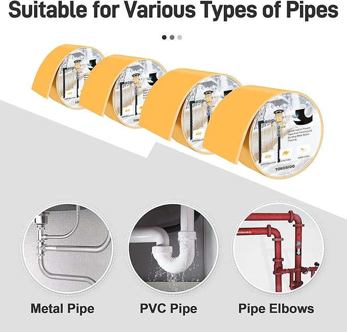 Pipe Insulation Tape, Foam Insulation Tape for Outdoor Pipes Winter Freeze Protection, Foam Pipe Insulation Wrap, Heat Tape for Water Pipes, Copper Pipes, PVC, AC Line, 3in x 15ft, Beige