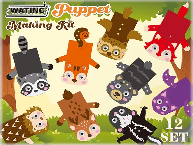 WATINC 12Pcs Hand Puppet Making Kit, Art Craft Felt Sock Puppet Toys, Creative - Image 7