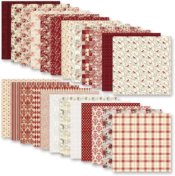 Scrapbook Paper & Scrapbooking Supplies, Vintage Red 6x6 Double-Sided Patterned - Image 6