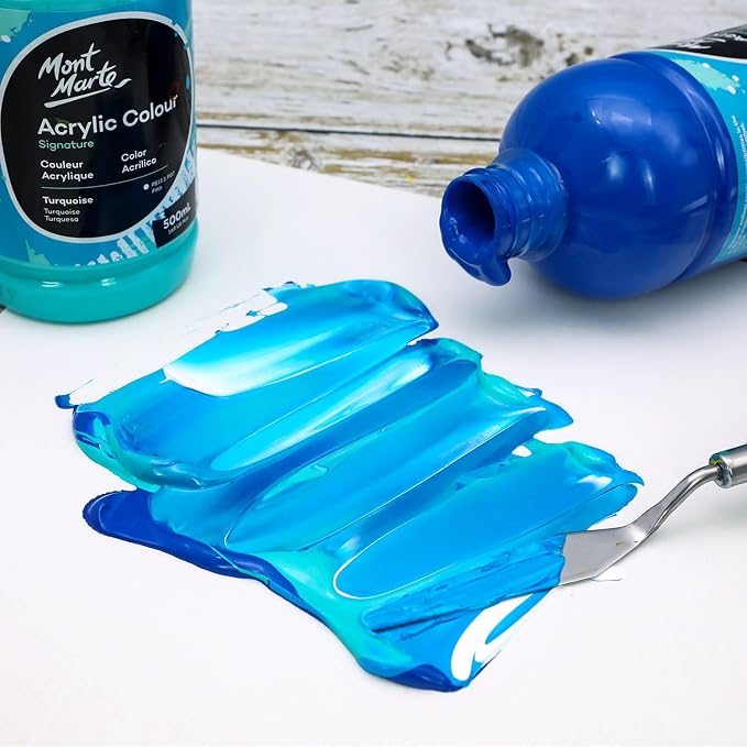 Mont Marte Signature Deep Cyan Acrylic Paint, Semi-Matte Finish, Suitable - Image 2