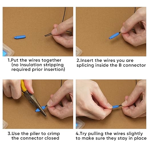 100 Pcs Low Voltage B Connectors Wire Splices Gel Filled, Waterproof Electrical Wire Crimp Bean Type Cable Connector for Outdoor Telephone Phone Security Lighting