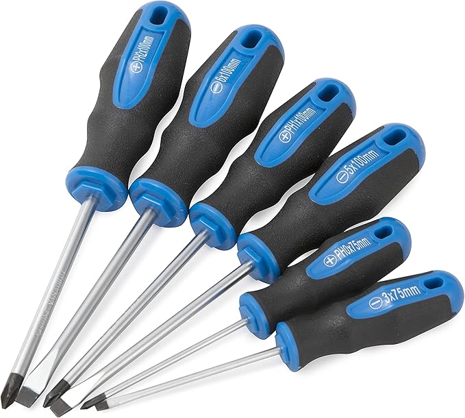 ROTATION 6PCS Magnetic Tip Screwdriver Set, 3 Phillips and 3 Flat, Professional Cushion Grip | 6-Piece Hand Tools Set