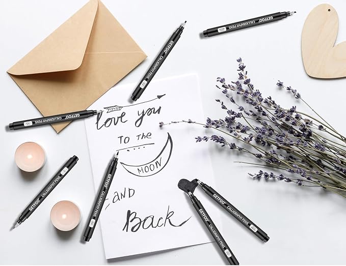 10 Size Calligraphy Pen Set, Hand Lettering Brush Pens - Image 4