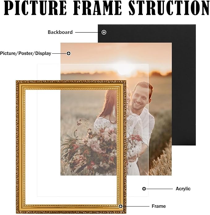8×12 Picture Frame Gold - Image 2
