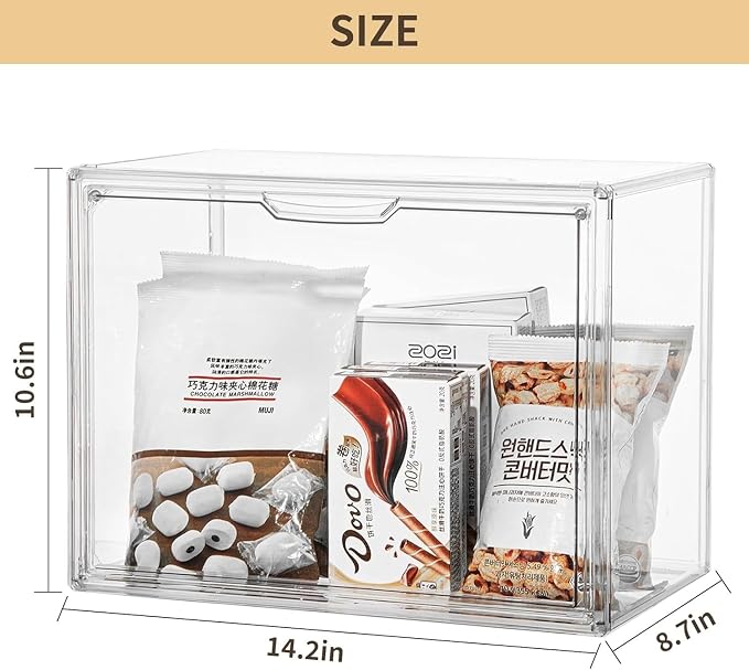 ZLLZUU Acrylic Display Case Large Clear Boxes 3 Pack Stackable Storage Bins | - Image 2