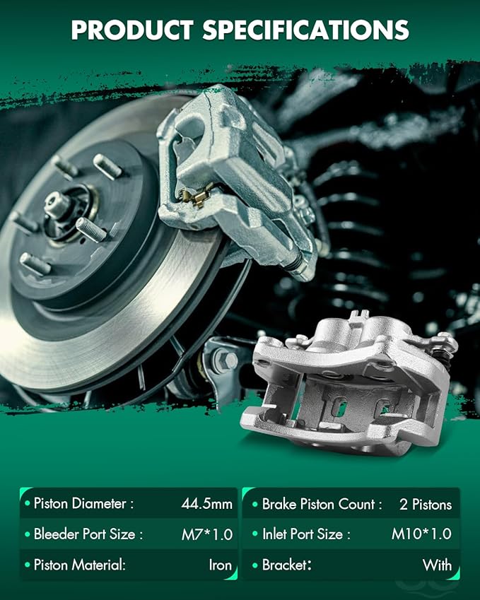 SCITOO 19B7146 Front Left Disc Brake Caliper w/Bracket Fit For INFINITI For Q50 2014-2018,For Nissan For Rogue 2014-2018,For Nissan For X-Trail 2014-2015, Double Pistons