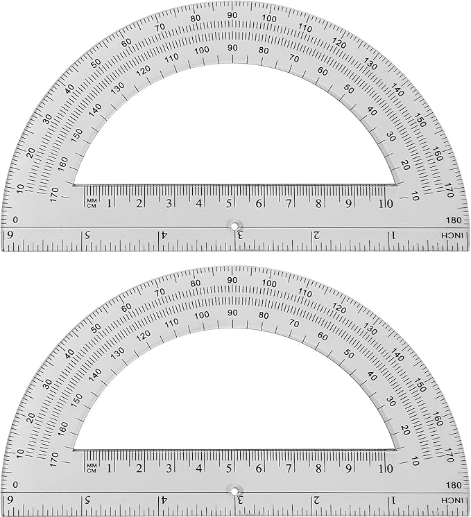 Zonon 2 Pcs 6 Inch Plastic Protractor Math Protractors 180 Degrees Angle Measurement, Translucent for Geometry Classroom Kid Student School Office Supplies (Grey)