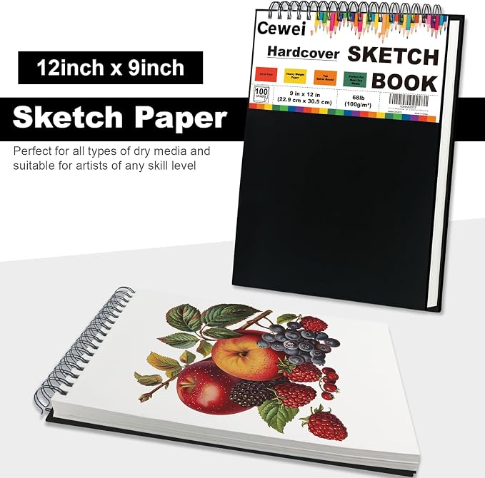 9" x 12" Sketch Book, Top Spiral Sketchbook, 100 Sheets Sketch Pad, Drawing - Image 7