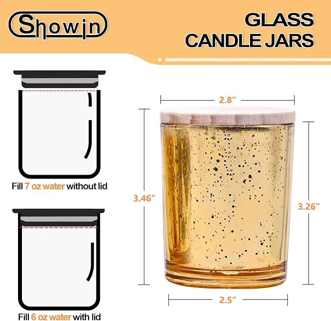 SHOWIN Thick Candle Jars for Making Candles 16 Pcs, 7 OZ Empty Jars - Image 3