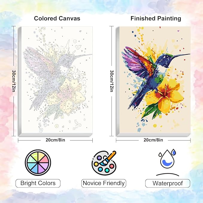 Framed Paint by Numbers Kit for Adults Beginner & Kids Ages 8-12, Hummingbird - Image 3