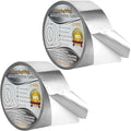 2PCS Premium Aluminum Foil Tape, Silver Metal Duct Tapes (2" x65Feet,3.9mil) with Adhesive Backing, High Temperature Heavy Duty Insulation Tape for Air Ductwork, Dryer Vents, HVAC, Sealing & Patching