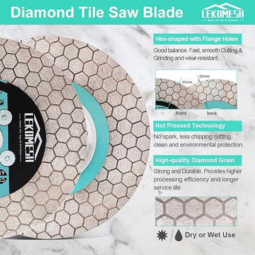 4.5 Inch/115MM Diamond Cutting Disc - Tile Saw Blade Cutting Wheel Double-Sided Diamond Discs for Cutting Grinding Porcelain Ceramic Tile Marble Granite,5/8"-11 Thread