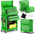 8-Drawer Rolling Tool Chest, 2-in-1 Tool Box Organizer with Lockable Wheels, Sliding Drawers, and Detachable Top, Garage Workshop Tool Storage Cabinet, Green