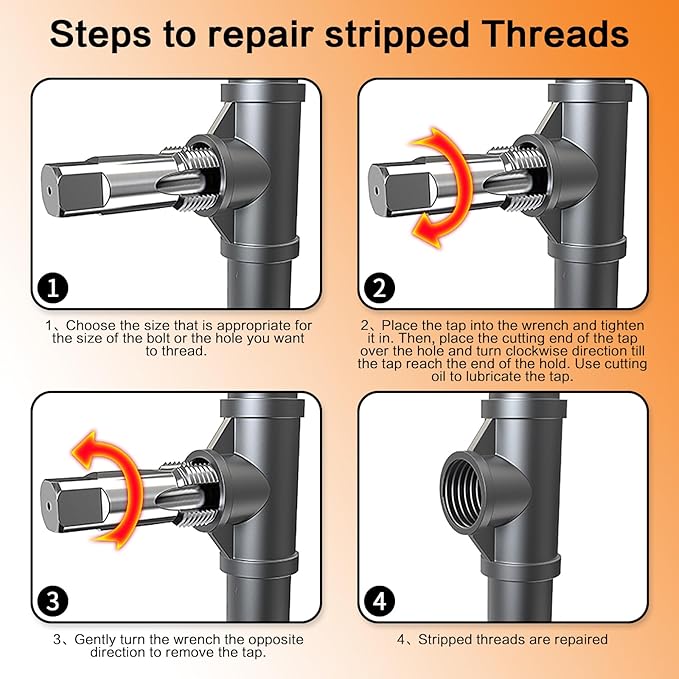 3-Piece NPT Pipe Tap Set, Precision Carbon Steel Tap Set for Clean Accurate Threads, 1", 1-1/4", 1-1/2" NPT Tap, Perfect for Plumbers Mechanics DIYers, with Durable Plastic Case.
