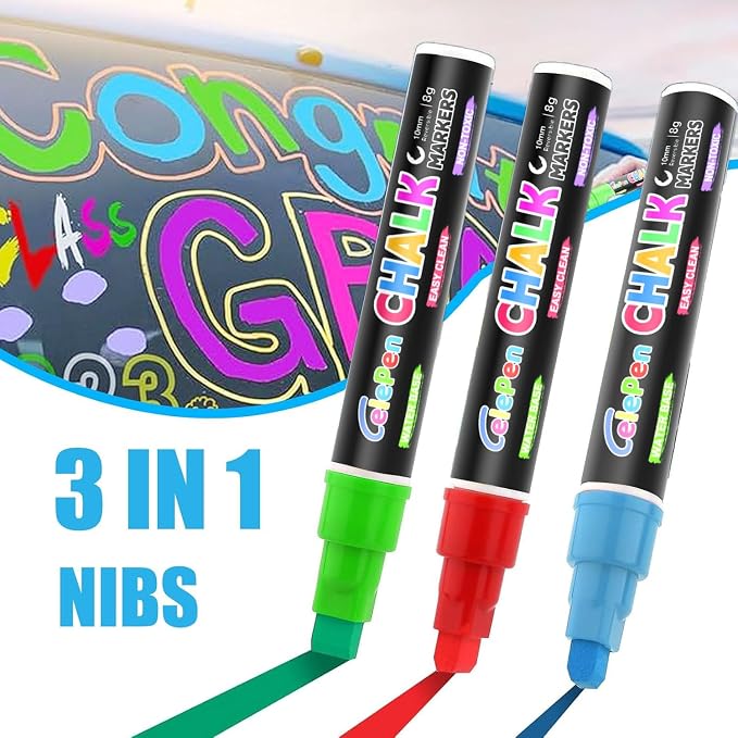 Celepen Window Chalk Markers for Cars Glass Washable, 8 Colors Jumbo Liquid - Image 2