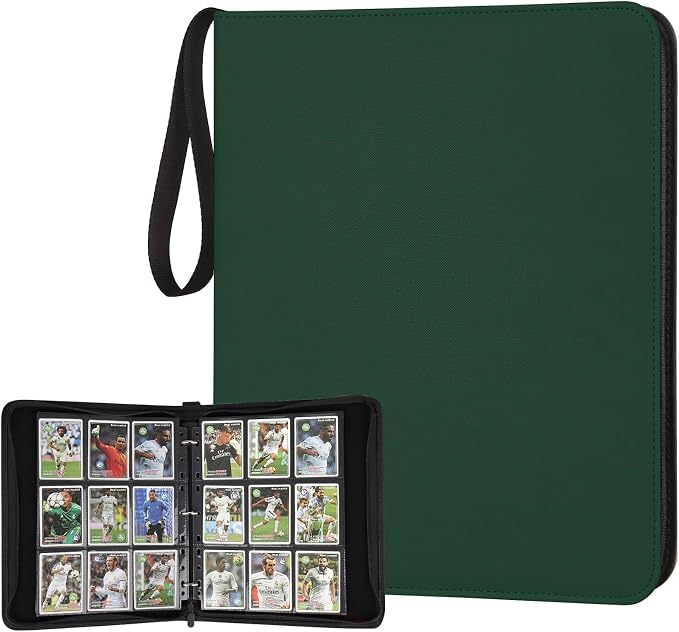 GERMUN 3 Ring 9 Pocket Zipper Card Binder, 720 Double Sided Standard PU Trading by GERMUN