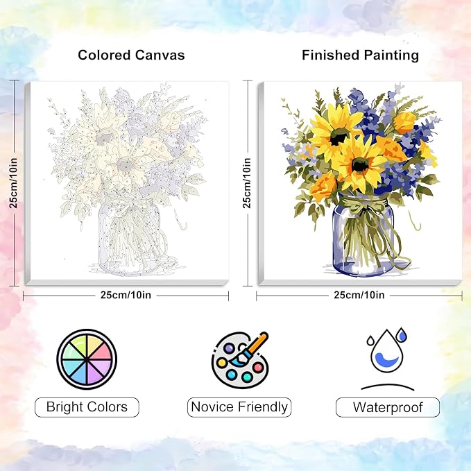 Yezavesu Flower Framed Paint by Numbers Kit - Image 3
