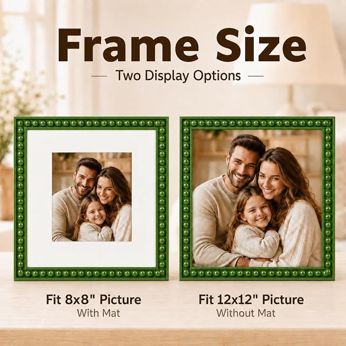 Solid Wood 12x12 Picture Frame Beaded Frame - Image 3