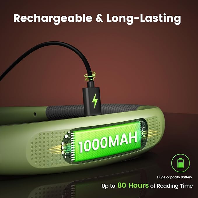 Glocusent Book Light, 3-Color & 6-Brightness Reading Light, Bendable Neck Light - Image 4
