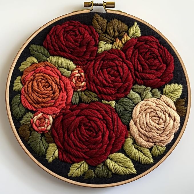 DIY Punch Needle Kits Red Roses by Unknown