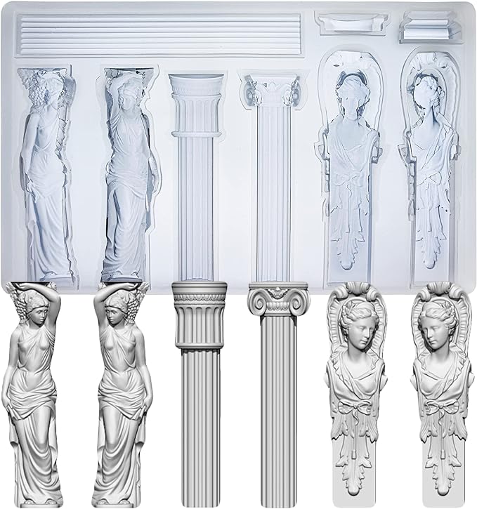Art Mold for Polyclay Air Dry Clay Plaster, Decorative Column and Sculpture by FUNSHOWCASE