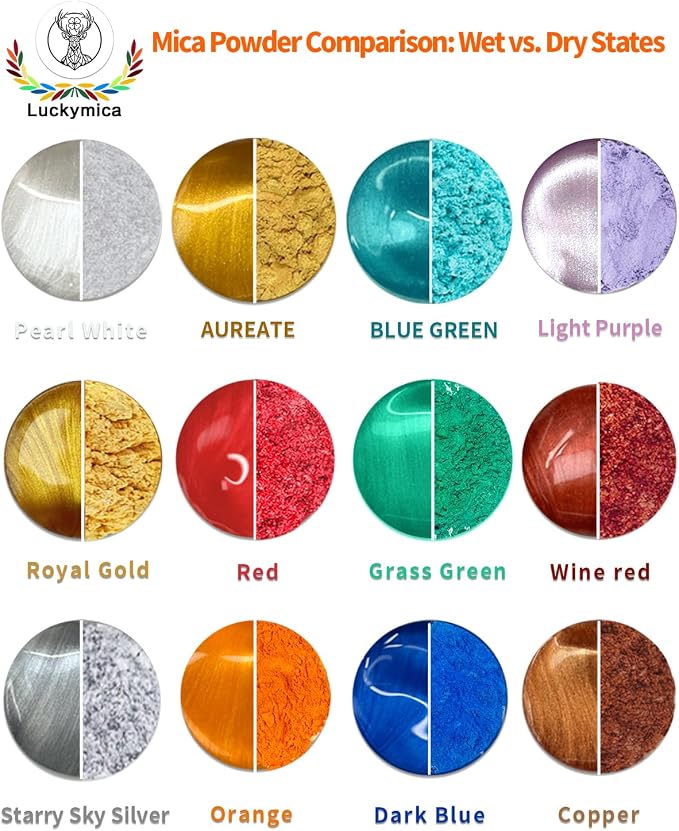 Mica Powder, 12 Colors Pearlescent Pigment Powder - Image 2