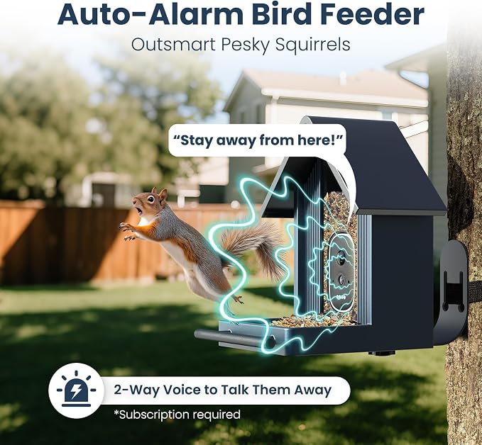 Smart Metal Bird Feeder with Camera, Deep Blue | Squirrel Proof, 2.5K UHD AI - Image 2