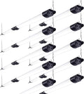 PARMIDA (10 Pack) Linkable LED Utility Shop Light, 45W, 3FT Integrated Fixture ETL 4500LM Plug-in Garage Lighting On/Off Switch, Surface or Suspension Mount for Basement Workshop Office, Black - 5000K