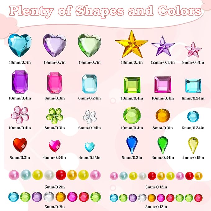 Lezmarket 3500 Pcs Gems for Kids Crafts, 10 Sheets Self Adhesive Jewels Stickers - Image 3