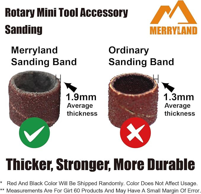 Merryland Drum Sander Sanding Band for Dremel 184pcs, 120# 1/4" Sanding Sleeve 180pcs and Mandrel 4pcs Rotary Tool, Electric Power Tool Accessory DIY, RMTA184C4