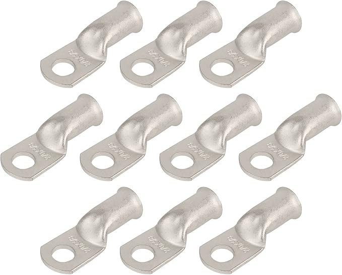 10pcs 2/0 AWG-3/8(M10) Tinned Copper Ring Terminals Battery Lugs, Heavy Duty Wire Lugs, Battery Cable Connectors