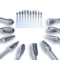Carbide Double Cut Rotary Files Set of 10 PCS 1/4" Cutting Diameter 1/8" Shank Carbide Burrs of Rotary Tools for Metalworking, Wood Carving